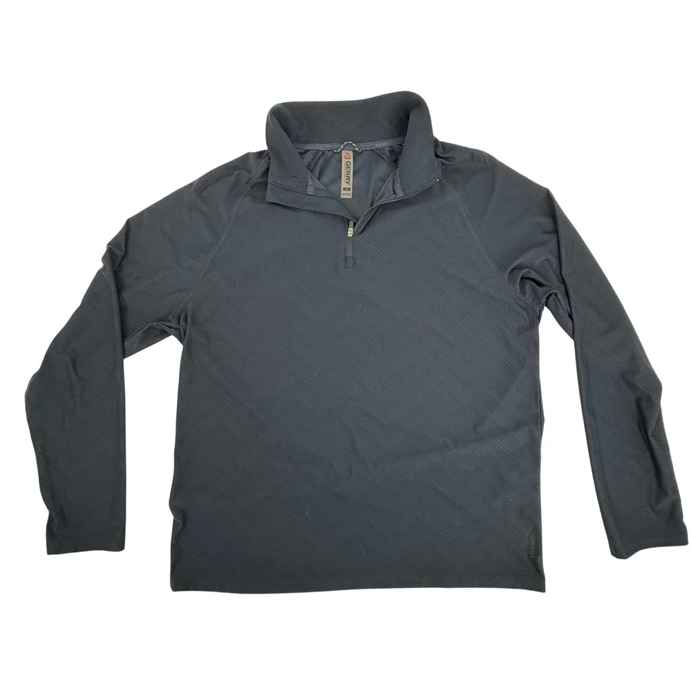 Gerry Men's Dark Blue Herringbone 1/4 Zip Pullover Athletic‎ Shirt Size L